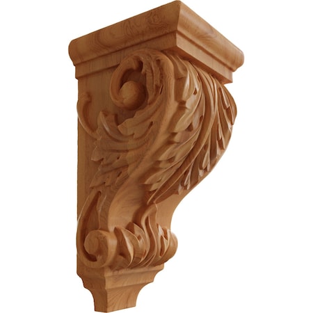 Ekena Millwork 5"W x 5"D x 10"H Medium Acanthus Wood Corbel, Red Oak CORW05X05X10ACRO